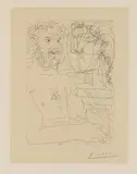 Pablo Picasso, Vieux Sculpteur au travail II, 1933, Etching on laid paper with watermark "Picasso" and the round Montval watermark