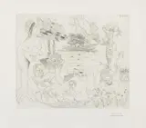 Pablo Picasso, Scène pastorale poussinesque sur le thème de Pan et Syrinx, 1968, Etching on wove paper
