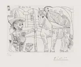 Pablo Picasso, Couple, Hibou et Odalisque à Cheval (Le Départ de la Shunamite?), 1968, Etching on wove paper
