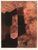 Serge Poliakoff, Composition brune et rouge, 1964, Colour etching on wove paper with watermark "ARCHES"