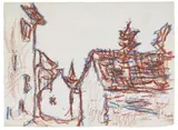 Häuser in Ascona by Christian Rohlfs, Coloured chalk drawing on hand-made, textured paper, offered Jun 2018
