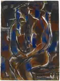 Zwei Figuren by Christian Rohlfs, 1921, Water tempera on brownish artist’s board, sold Jun 2018