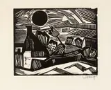 Sonnenuntergang auf der Förde by Karl Schmidt-Rottluff, 1915, Woodcut on laid paper with watermark "Turm mit Stern", offered Jun 2018