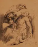 François-Joseph Navez, The Lamentation of Christ, Chalk on brown tinted paper