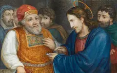 Florian Grospietsch, Christ and the Pharisee with the Tribute Money, Gouache on tin