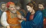 Florian Grospietsch, Christ and the Pharisee with the Tribute Money, Gouache on tin