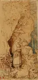 Ludwig Richter, Snow White, Brown ink over pencil, partial watercolour was