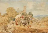 Ludwig Richter, The Ox Cart, Watercolour on paper