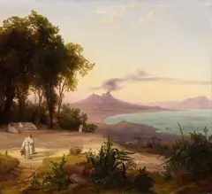 August Ahlborn, The Bay of Naples with View of Mount Vesuvius, Oil on canvas