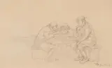 Carl Spitzweg, Peasants Drinking, Pencil on paper