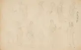 Carl Spitzweg, A Study with Twelve Grotesques, Pencil on paper