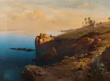 Eduard Hildebrandt, A Southern Coastline (Possibly Madeira), Oil on canvas