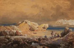 Andreas Achenbach, The Coast of Messina, Watercolour