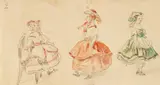 Theodor Hosemann, Three Dolls, Watercolour