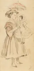 Theodor Hosemann, The Little Mother, Watercolour over pencil