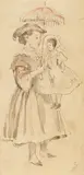 Theodor Hosemann, The Little Mother, Watercolour over pencil