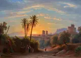 Johann Rudolf Bühlmann, South Italian Landscape at Sunset, Oil on canvas