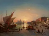 View of Venice with Santa Maria della Salute by Ludwig (Louis) Mecklenburg, Oil on canvas (relined), sold May 2018
