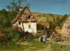 Wilhelm Hasemann, Unloading Turnips at a Farm in Hopfgarten near Weimar, Oil on canvas