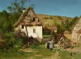 Wilhelm Hasemann, Unloading Turnips at a Farm in Hopfgarten near Weimar, Oil on canvas