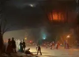 Petrus van Schendel, Winter Festival at the Jardin Zoologique in Brussels, Oil on panel