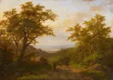 Wooded Landscape with a View of the Rhine River Valley by Johann Bernhard Klombeck, Oil on panel, offered May 2018