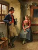 Hugo Kauffmann, Girl and a Stage-Coachman at a Window