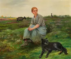Carpentier, A Goatherd and her Dog, Oil on canvas