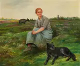 Carpentier, A Goatherd and her Dog, Oil on canvas