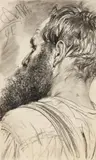 Adolph von Menzel, Bearded Man in Half Profile, Graphite on paper