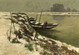 The River Rhine near Grimmlinghausen by Max Clarenbach, Oil on canvas (relined), sold May 2018