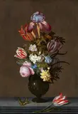 Johannes Bosschaert, Still Life with Flowers, Leaves, a Butterfly, and a Lizard, Oil on panel