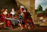 Flemish School 17th century, The Parable of the Rich Man and Lazarus, Oil on panel