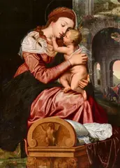 Adam van Noort, The Virgin and Child, Oil on panel (parquetted)