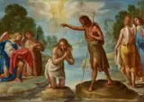 Roman School early 17th century, The Baptism of Christ, Oil on copper