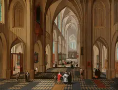Pieter Neefs the Elder, Interior of a Gothic Church, Oil on canvas (relined)