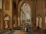 Pieter Neefs the Elder, Interior of a Gothic Church, Oil on canvas (relined)