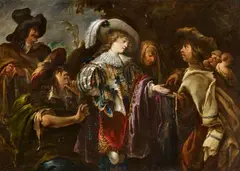 attributed to Jan Cossiers, The Fortune Teller, Oil on copper
