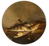 Pieter de Putter, Still Life with Perch and Pike, Oil on panel