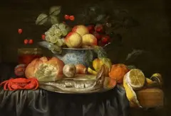Joris van Son, Still Life with Bread, a Crab, Fish, Fruit, and a Porcelain Dish, Oil on canvas (relined)