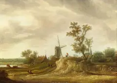 Jan Coelenbier, Landscape with a Windmill, Oil on canvas