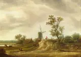 Jan Coelenbier, Landscape with a Windmill, Oil on canvas
