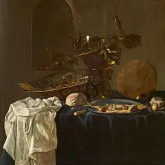 Jan Fris, Still Life with a Rummer, Bread, and Fish, Oil on panel