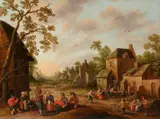 Joost Cornelisz Droochsloot, A Busy Village Scene, Oil on panel