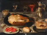 Still Life with Roast Bird and Wine Glasses by Netherlandish School 17th century, Oil on copper, offered May 2018