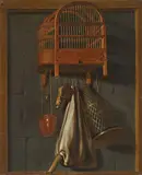 Antonie Leemans, Hunt Still Life with a Bird in a Cage, Oil on canvas (relined)