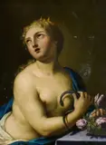 Italian School second half 17th century, Cleopatra and the Snake, Oil on copper