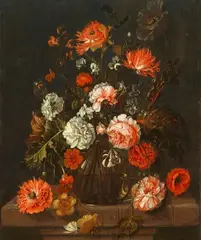 David Cornelisz de Heem, Still Life with Flowers in a Glass Vase, Oil on canvas (relined)