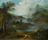 Netherlandish School early 18th century, Two Panoramic River Landscapes, Oil on copper. Each