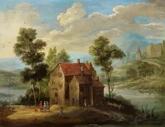 River Landscape with a Farmstead by Jan Frans van Bredael, Oil on copper, sold May 2018
